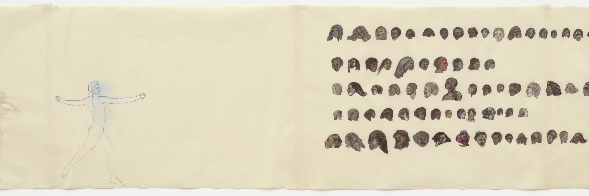 Nancy Spero. Notes in Time. 1979. Cut-and-pasted painted paper, gouache, and pencil on joined sheets of paper. Gift of Harriet and Rick Meyer. © 2022 Nancy Spero