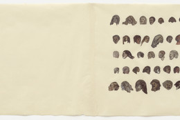 Nancy Spero. Notes in Time. 1979. Cut-and-pasted painted paper, gouache, and pencil on joined sheets of paper. Gift of Harriet and Rick Meyer. © 2022 Nancy Spero