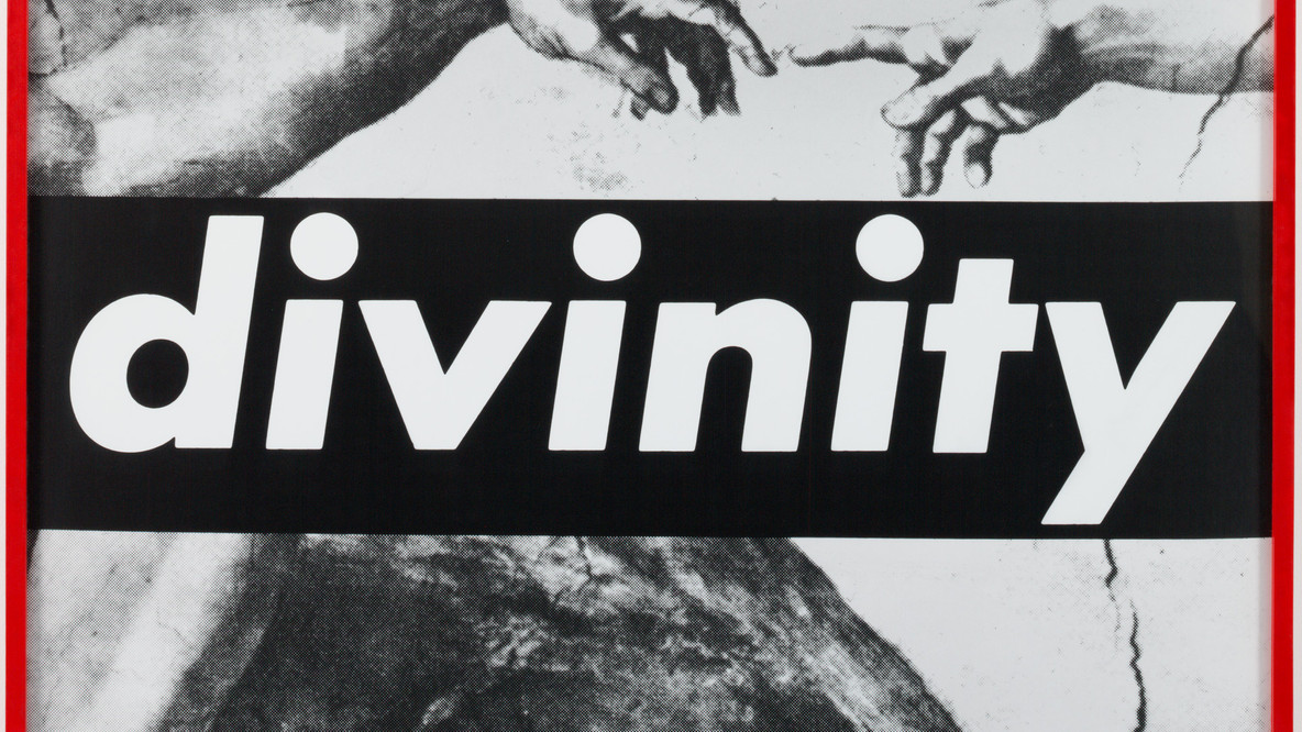 Barbara Kruger. Untitled (You Invest in the Divinity of the Masterpiece). 1982. Gelatin silver print, mounted and framed, 71 3/4 x 45 5/8&#34; (182.2 x 115.8 cm). © 2018 Barbara Kruger, Acquired through an anonymous fund