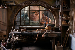 Guillermo del Toro on the set of Guillermo del Toro’s Pinocchio, 2022. Image courtesy Jason Schmidt/Netflix