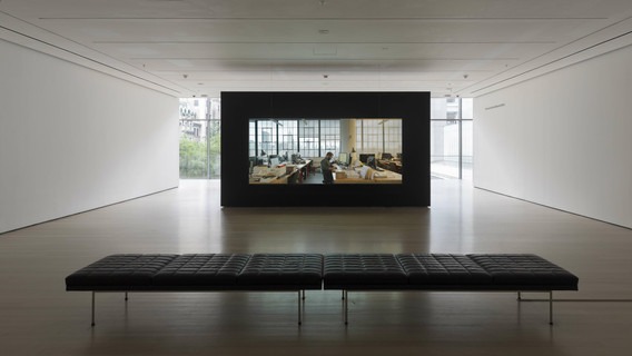 Installation view of The Architects at MoMA
