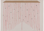 Sheroanawe Hakihiiwe. Stinging Vine (Shihitima thothope). 2020. Acrylic on colored paper. The Museum of Modern Art, New York. Gift of Adriana Cisneros de Griffin in honor of Patricia Phelps de Cisneros through the Latin American and Caribbean Fund Image description: A horizontally oriented painting on light gray paper. A curtain of thin red lines streams down the page, anchored at the top from a tan painted rectangle. Black line-drawn stars are scattered on top of the red lines, and a center red line features five small black dots spaced along it to the bottom of the page.