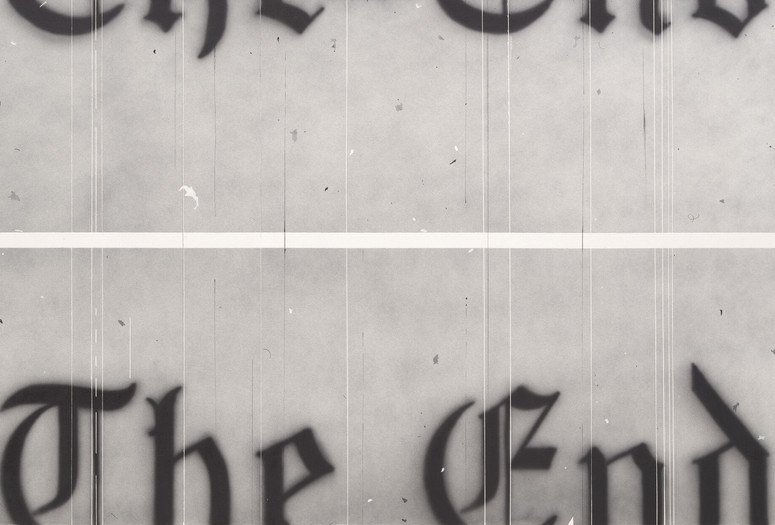 Ed Ruscha. The End. 1991. Acrylic and pencil on canvas, 5' 10" × 9' 4" (177.8 × 284.5 cm). The Museum of Modern Art, New York. Gift of UBS. © 2023 Edward Ruscha