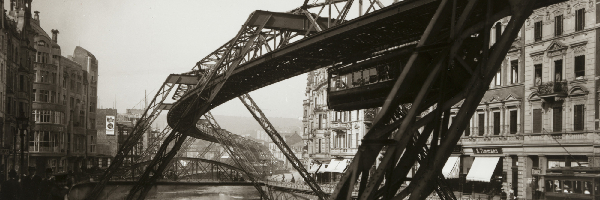 August Sander. Suspension Railway, Elberfeld .1913. Gelatin silver print, 10 3/16 × 7 3/8&#34; (25.8 × 18.7 cm). The Museum of Modern Art, New York. Acquired through the generosity of the family of August Sander. © 2024 Die Photographische Sammlung/SK Stiftung Kultur – August Sander Archiv, Cologne/ARS, NY