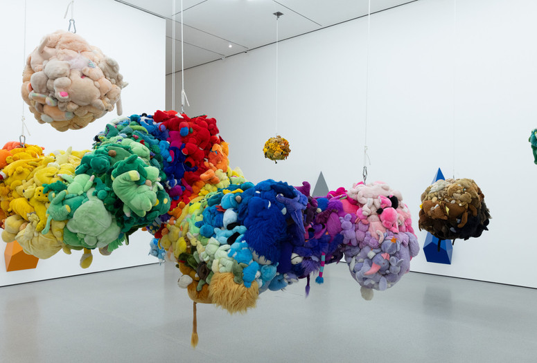 Installation view of Mike Kelley’s Deodorized Central Mass with Satellites, The Museum of Modern Art, New York, December 1, 2023–ongoing. Photo: Jonathan Dorado. Digital image © 2024 The Museum of Modern Art, New York