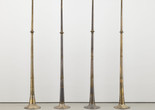 Terry Adkins. Last Trumpet. 1995. Brass and sousaphone and trombone bells, four parts, each 216 × 24 × 24″ (548.6 × 61 × 61 cm). Gift of David Booth; and gift of Mr. and Mrs. Murray Thompson (by exchange). The Museum of Modern Art, New York. © Terry Adkins. Courtesy of the Estate of Terry Adkins