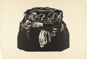 Käthe Kollwitz. The Mothers (Die Mütter), state VII/VII, plate 6 from War (Krieg). 1921–22, published 1923. One from a portfolio of eight woodcuts (including cover), composition (irreg.): 13 1/2 x 15 3/4&#34; (34.3 x 40 cm); sheet (irreg.): 18 9/16 x 26 1/8&#34; (47.2 x 66.4 cm). Edition: 100. The Museum of Modern Art, New York. Gift of the Arnhold Family in memory of Sigrid Edwards. © 2024 Artists Rights Society (ARS), New York / VG Bild-Kunst, Bonn