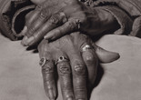 LaToya Ruby Frazier. Marilyn Moore, UAW Local 1112, Women’s Committee and Retiree Executive Board, with her General Motors company retirement gold ring on her index finger, (Youngstown Sheet &amp; Tube Co., Lear Seating Corp., 32 years in at GM Lordstown Complex, assembly plant, van plant, metal fab, trim shop), Youngstown, OH, 2019 from The Last Cruze. 2019. Gelatin silver print, 70 × 57&#34; (177.8 × 144.8 cm). The Museum of Modern Art, New York. Acquired with the generous support of the Fund for the Twenty-First Century; Vital Projects Fund, Robert B. Menschel; Jon Stryker and Slobodan Randjelović; Clarissa A. Bronfman; Ian Cook; David Dechman and Michel Mercure; Thomas and Susan Dunn; Kristy and Robert Harteveldt; Mark Levine; Heidi and Richard Rieger; Christine A. Symchych and James P. McNulty, and Clark B. Winter Jr. © 2024 LaToya Ruby Frazier