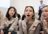 Making discoveries about art during a Family Gallery Talk. Photo: Martin Seck