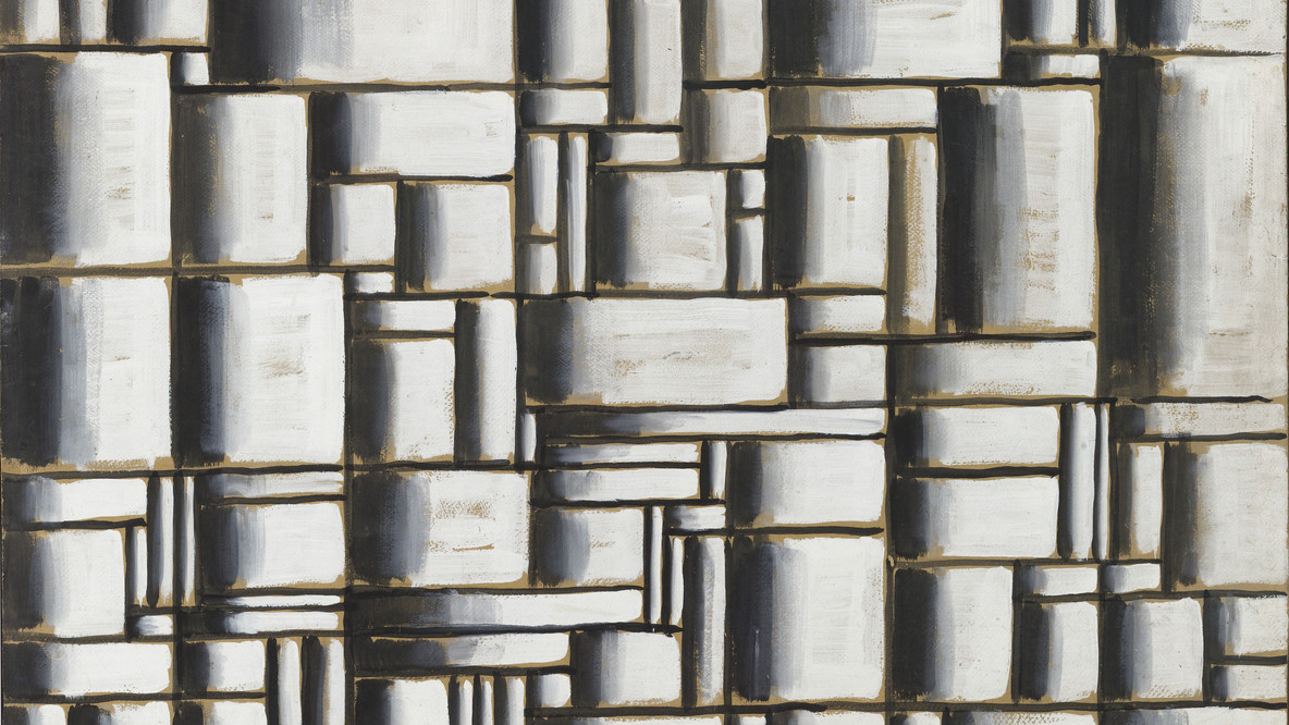 Joaquín Torres-García. Construction in White and Black. 1938. Glue tempera on cardboard mounted on wood, 31 3/4 x 40 1/8&#34; (80.7 x 102 cm). Gift of Patricia Phelps de Cisneros in honor of David Rockefeller