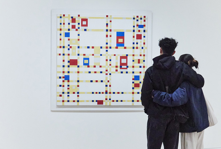 Piet Mondrian. Broadway Boogie Woogie. 1942–43. Oil on canvas. The Museum of Modern Art, New York. Given anonymously. Installation view, The Museum of Modern Art, New York, 2020. Photo: Gus Powell