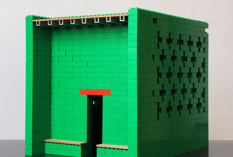 Thomas Schütte. Ackermans Tempel III (Modell 1:10) (Ackerman’s Temple III [Model 1:10]). 2011. LEGO bricks, wood, and aluminum. Collection of the artist, Düsseldorf. Photo: Luise Heuter. © 2024 Thomas Schütte/Artists Rights Society (ARS), New York/VG Bild-Kunst, Bonn