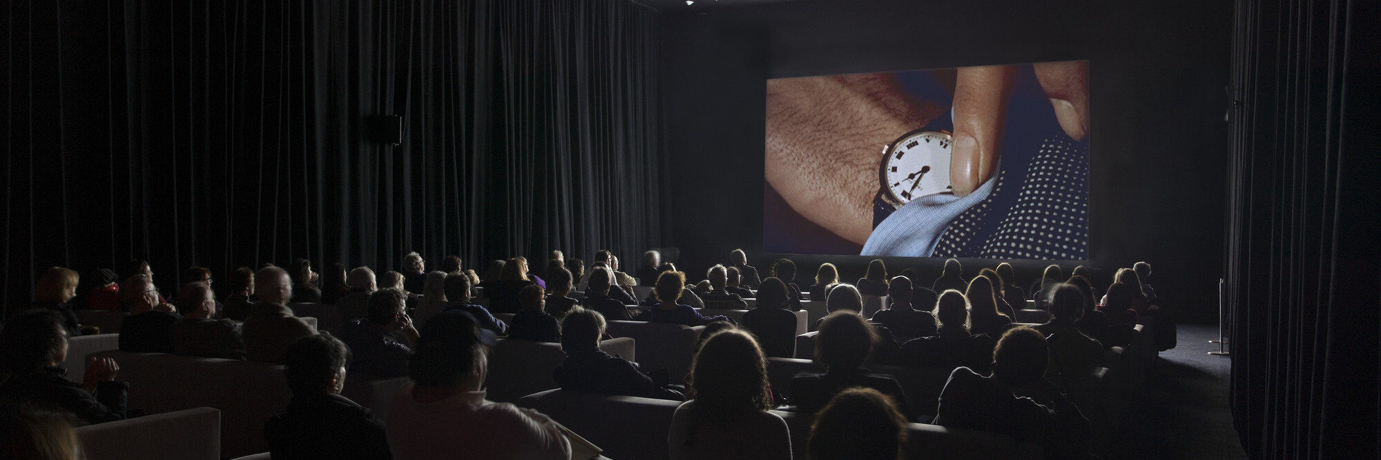 Christian Marclay. The Clock. 2010. Video (black and white and color, sound), 24 hrs. The Museum of Modern Art, New York. Promised gift from the Collection of Jill and Peter Kraus. © 2024 Christian Marclay. Courtesy Paula Cooper Gallery and White Cube. Installation view, Christian Marclay—The Clock, The Museum of Modern Art, New York, December 21, 2012–January 21, 2013. Photo: Thomas Griesel