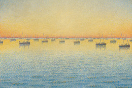 Paul Signac. Setting Sun. Sardine Fishing. Adagio. Opus 221 from the series The Sea, The Boats, Concarneau. 1891. Oil on canvas, 25 5/8 × 31 7/8&#34; (65 × 81 cm). The Museum of Modern Art, New York. Mrs. John Hay Whitney Bequest. © 2024 Artists Rights Society (ARS), New York/ADAGP, Paris