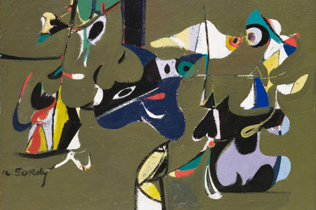 Arshile Gorky. Garden in Sochi. 1941. Oil on canvas, 44 1/4 × 62 1/4&#34; (112.4 × 158.1 cm). The Museum of Modern Art, New York. Purchase Fund and gift of Mr. and Mrs. Wolfgang S. Schwabacher (by exchange). © 2024 The Arshile Gorky Foundation/Artists Rights Society (ARS), New York