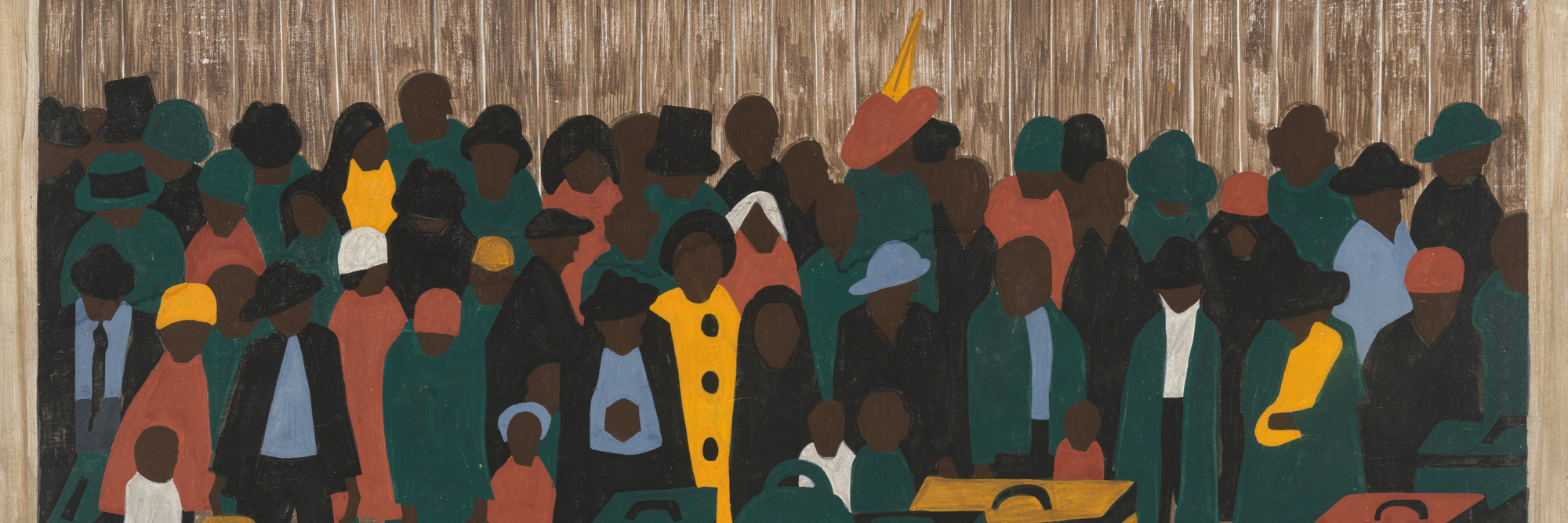 Jacob Lawrence. And the migrants kept coming. 1940-41. Casein tempera on hardboard, 12 x 18&#34; (30.5 x 45.7 cm). Gift of Mrs. David M. Levy. © 2024 Jacob Lawrence / Artists Rights Society (ARS), New York