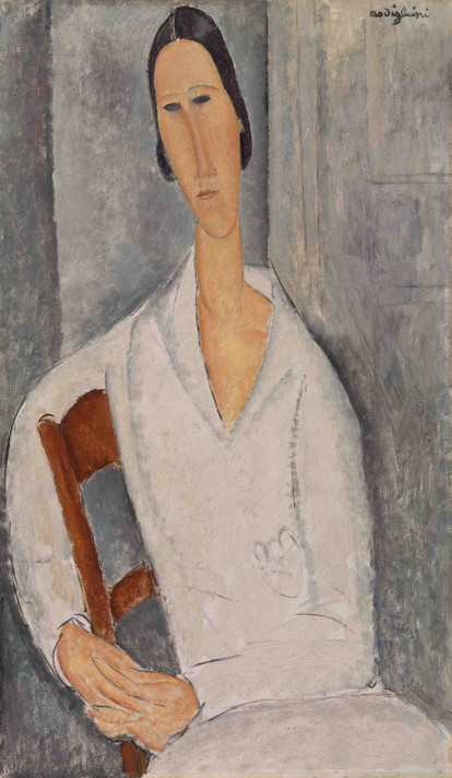 Amedeo Modigliani. Madame Hanka Zborowska Leaning on a Chair (Madame Hanka Zborowska accoudée à une chaise). 1919. Oil on canvas