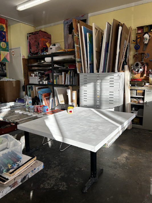 The artist’s work table at NIAD. Courtesy NIAD Art Center