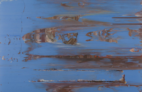 Jack Whitten. Mirsinaki Blue. 1974. Acrylic on canvas, 62 1/8 × 72 1/8″ (157.8 × 183.2 cm). Collection of the Herbert F. Johnson Museum of Art, Cornell University. Gift of Leonard and Ruth Bocour. © 2024 Herbert F. Johnson Museum of Art, Cornell University