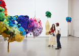 Image: Mike Kelley. Deodorized Central Mass with Satellites. 1991/1999. Plush toys sewn over wood and wire frames with styrofoam packing material, nylon rope, pulleys, steel hardware and hanging plates, fiberglass, car paint, and disinfectant. The Museum of Modern Art, New York. Partial gift of Peter M. Brant, courtesy the Brant Foundation, Inc. and gift of The Sidney and Harriet Janis Collection (by exchange), Mary Sisler Bequest (by exchange), Mr. and Mrs. Eli Wallach (by exchange), The Jill and Peter Kraus Endowed Fund for Contemporary Acquisitions, Anne and Joel Ehrenkranz, Mimi Haas, Ninah and Michael Lynne, and Maja Oeri and Hans Bodenmann. Photo: Alycia Kravitz