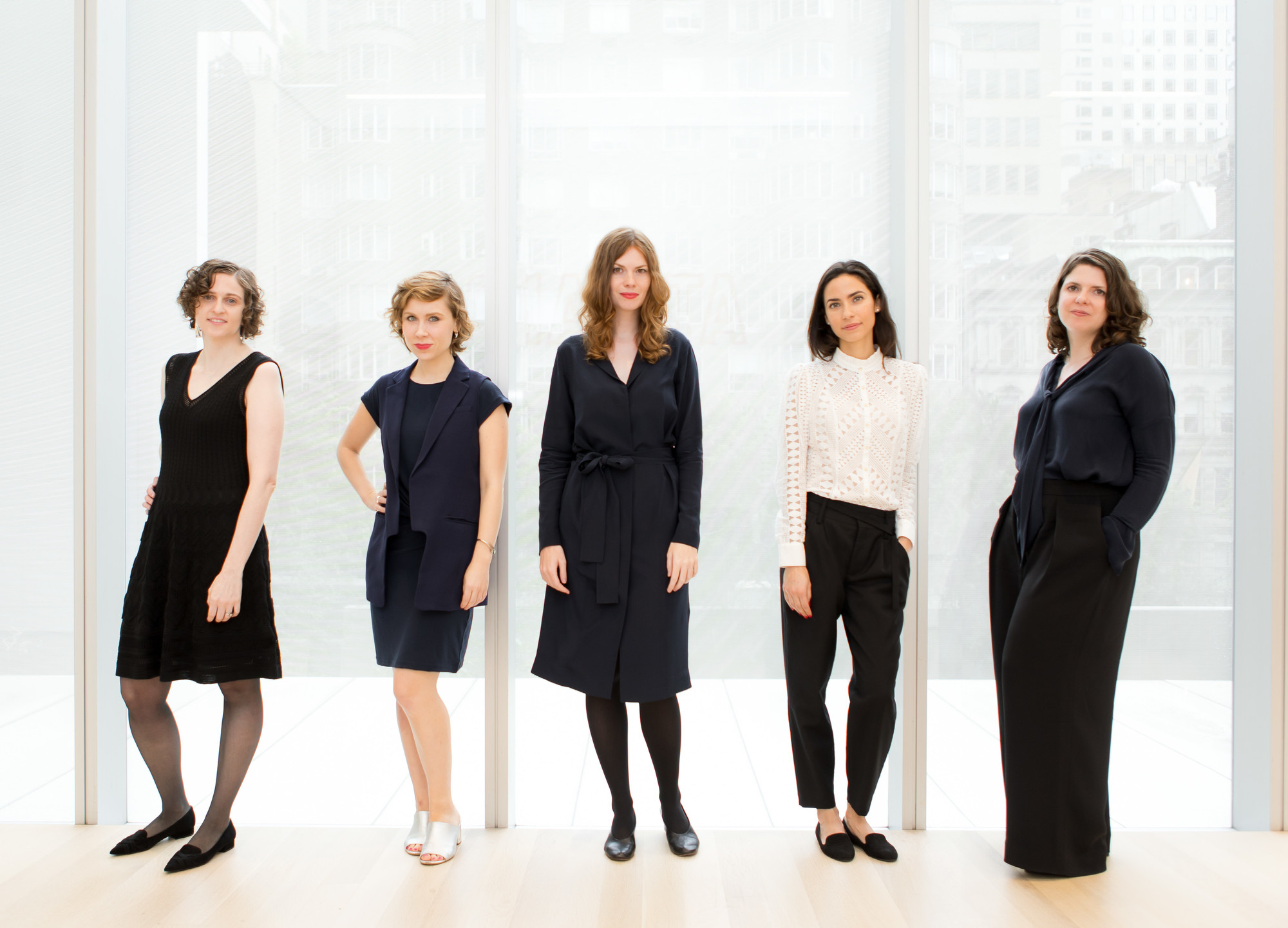2018–19 MRC Fellows, from left: Charlotte Healy, Kaegan Sparks, Barbora Bartunkova, Michaëla de Lacaze, and Erica DiBenedetto. Photo: Marcin J. Muchalski, Diamond Shot Studio