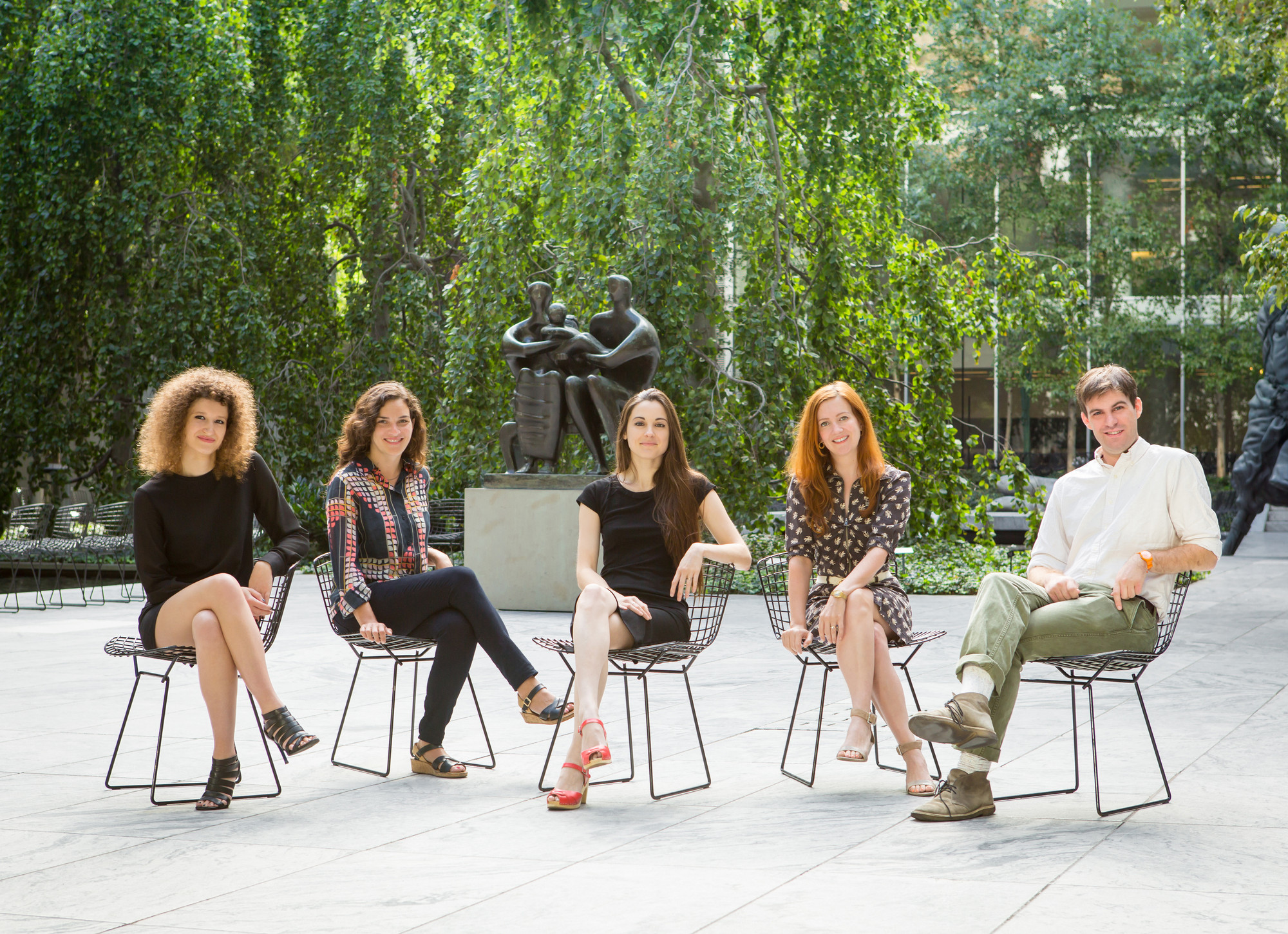 2014-15 MRC Fellows, from left: Rachel Silveri, Kristin Poor, Lauren Rosati, Rebecca Lowery, and Sam Sackeroff. Photo: Marcin J. Muchalski, Diamond Shot Studio