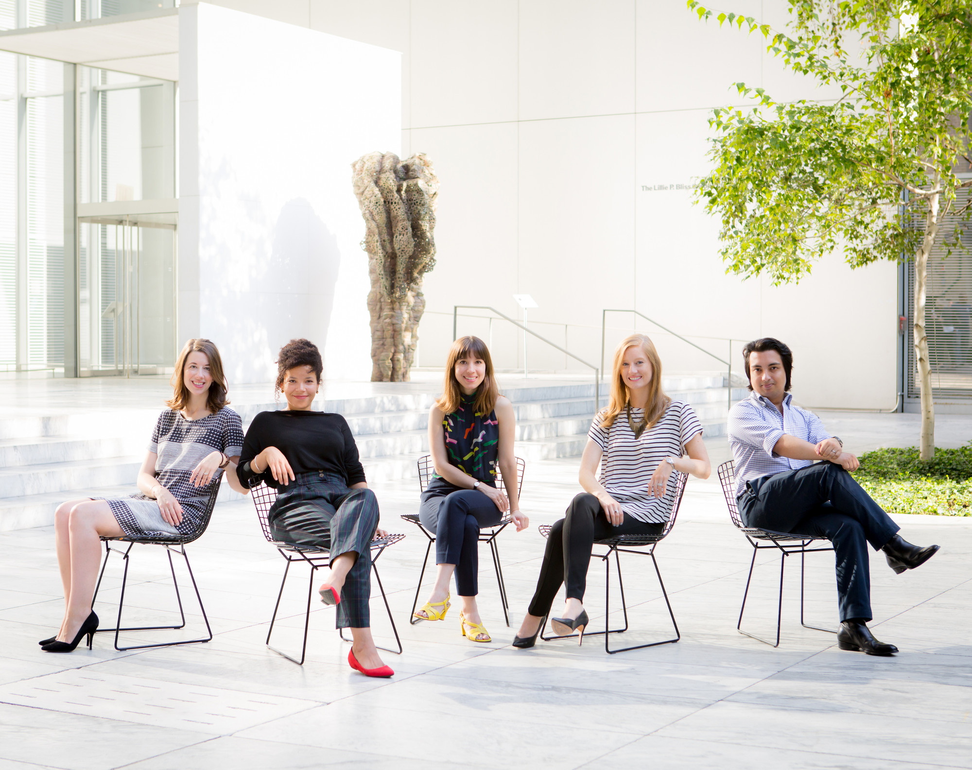 2015-16 MRC Fellows, from left: Natalie Dupêcher, Nomaduma Masilela, Antonia Pocock, Elizabeth Hawley, and Swagato Chakravorty. Photo: Marcin J. Muchalski, Diamond Shot Studio