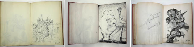 Enrico Donati, American, born Italy. 1909-2008. Untitled (Sketchbook). c. 1944. Ink on paper ( three details shown), 10 x 8" (25.4 x 20.3 cm). The Museum of Modern Art, New York. Gift of Adele Donati. © The Museum of Modern Art, New York