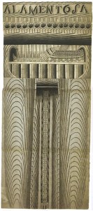 Martin Ramirez, 1895-1963. Untitled (Alamentosa). c. 1953. Pencil and watercolor on paper, 80 1/4 x 34 3/4" (203.8 x 88.3 cm). The Museum of Modern Art, New York. Latin American and Caribbean Fund and Committee on Drawings Funds, 2010. © TK