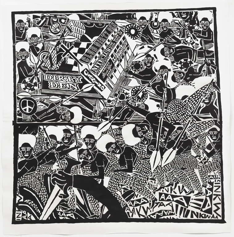 Cameron Platter. The Battle of Rorke's Drift at Club Dirty Den. 2009. Colored pencil on paper. The Museum of Modern Art