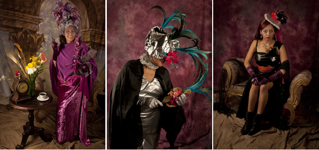 From left: Luz Campos as photographed by Margarita Flores; Doris as Parrot Woman; Mireya as Evil Eva