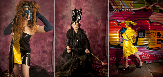 From left: Paula as Columbiana Elektra; Leonardo as Emo; Joan Collins outside of Project Luz