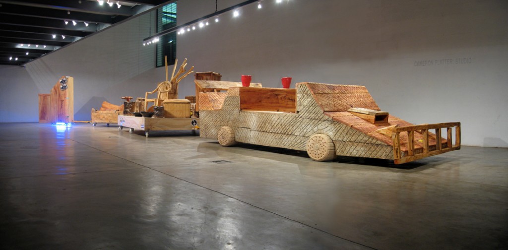 Cameron Platter. Sculptures For New Living. 2008. Installation view. Carved wooden sculptures