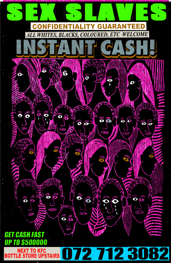 Cameron Platter. Sex Slaves. 2011. Digital sketch for screenprint