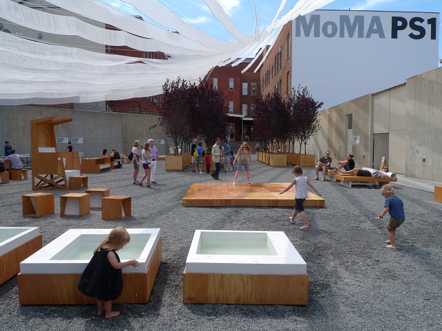 View of Holding Pattern installation in MoMA PS1 courtyard. Summer 2011.