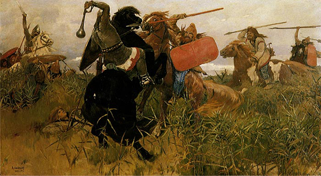 Vasnetsov Viktor Mikhailovich. Fight of Scythians and Slavs. 1881. Oil on canvas. The Russian Museum, St. Petersburg, Russia