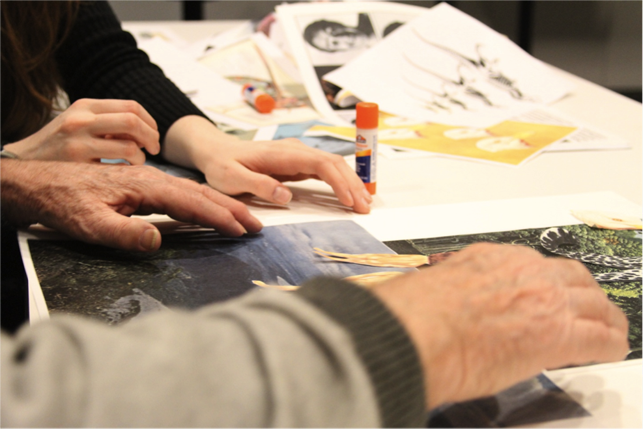 The Department of Education’s Access Programs participants create collages. Photo: Kirsten Schroeder
