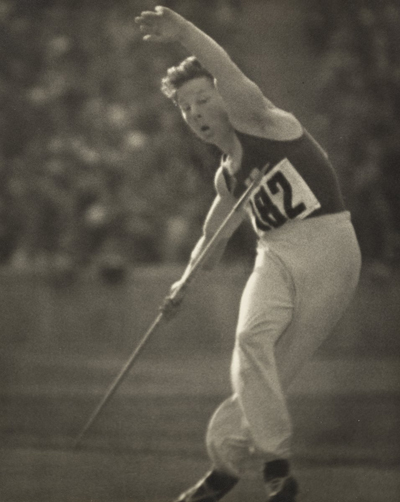 Leni Riefenstahl. Kaarlo Toivonen, Finland, Bronze medal. 1936. Gelatin silver print. 10 7/8 x 8 11/16" (27.6 x 22 cm). The Museum of Modern Art, New York. Thomas Walther Collection. Gift of Thomas Walther. © 2012 Leni Riefenstahl Estate