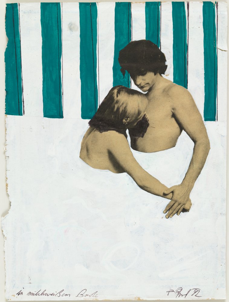Franz West (Austrian, 1947-2012). In the Milk-White Bath, 1982. Gouache, synthetic polymer paint, and ballpoint pen on printed paper. 11 x 8 1/2" (27.9 x 21.6 cm) The Judith Rothschild Foundation Contemporary Drawings Collection Gift. © Estate of 2012 Franz West