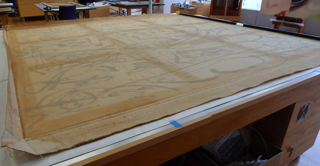 Over time, pattern of degradation seen here on the back of Echo would migrate to the front of the painting