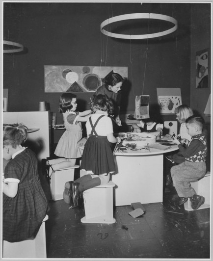 Participants at the exhibition, "Children's Holiday Carnival." December 10, 1956 through January 13, 1957, The Museum of Modern Art, New York. Photographic Archive. The Museum of Modern Art Archives, New York. Photo by Soichi Sunami. Participants at the exhibition, "Children's Holiday Carnival." December 10, 1956 through January 13, 1957, The Museum of Modern Art, New York. Photographic Archive. The Museum of Modern Art Archives, New York. Photo by Soichi Sunami.