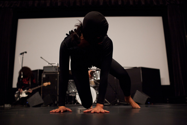 Kelly Nipper with Japanther. Tessa Pattern Takes a Picture. 2013. Performed at The Museum of Modern Art, 2013. © 2013 Paula Court/The Museum of Modern Art