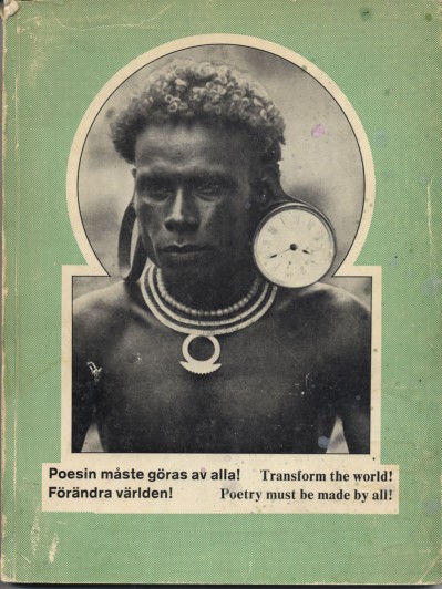 Catalog cover from 1969 Stockholm Moderna Musset's exhibition, "Poetry must be made by all! Transform the world!"