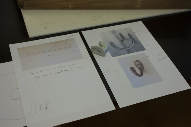 Pictures of the mold and specification for manufacturing new copies of the aluminum hooks.