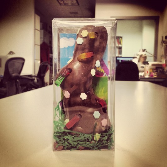 Homage to the Bunny-dropping-bunny by Alex Diczok. 2013.