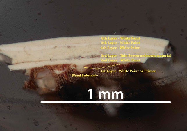 Cross section taken from a white hanging cabinet in the interior of the kitchen