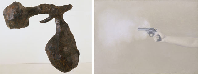 Guns_1 Claes Oldenburg. Empire (Papa) Ray Gun. 1959. Vija Celmins. Gun with Hand #1. 1964.