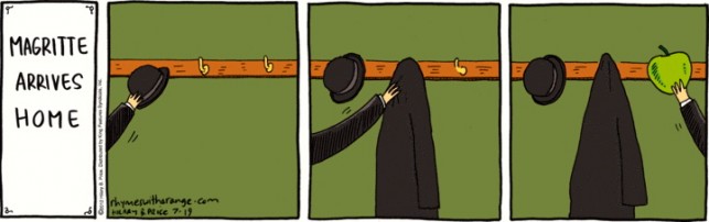 Hilary B Price, Rhymes with Orange, “Magritte Arrives Home”