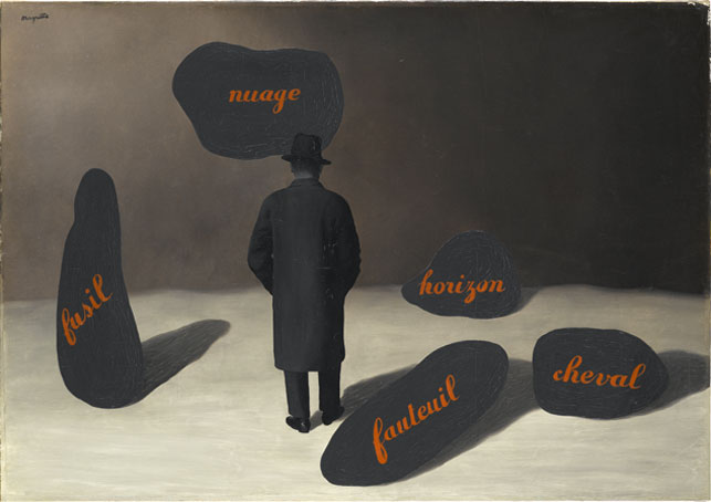 René Magritte. L'apparition (The Apparition). 1928. Oil on canvas, 31 7/8 x 45 11/16" (81 x 116 cm). Staatsgalerie Stuttgart. © Charly Herscovici-–ADAGP—ARS, 2013