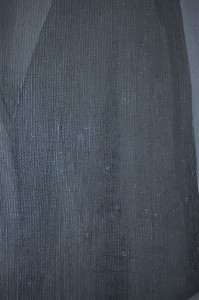 Detail of The Menaced Assassin. The spotty appearance of the surface is caused in part by deposits of microscopic white droplets identified as zinc soaps